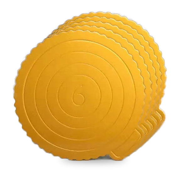 Golden Cake Circle Base Boards - 5 PCS Disposable Cake Cardboard Base Stand 6” / 8