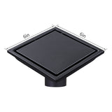Square Shower Drain with Tile Insert Grate Cover and Hair Strainer Filter - 6 Inch Black Stainless Steel Shower Floor Drain ( Flange Not Included )
