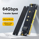 PCI-E to NVMe M.2 SSD Expansion Card - M.2 to PCI-E 3.0 / 4.0 Adapter 64G/bps with Heat Sink for Desktop PCI Express Slot x4/x8/x16