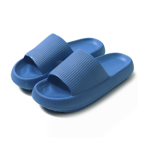 House Slippers for Man - Ultra Soft Thick Sole Lightweight Cushioned Slides - Non-Slip Quick Drying  Open-toe Sandals Flatforms for Home Bathroom Shower & SPA (Blue)