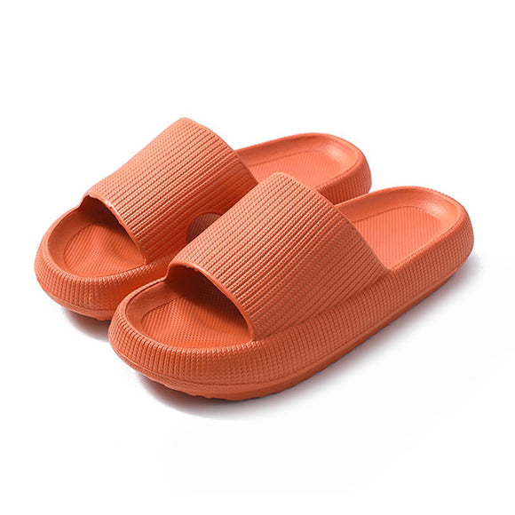 House Slippers for Woman - Ultra Soft Thick Sole Lightweight Cushioned Slides - Non-Slip Quick Drying  Open-toe Sandals Flatforms for Home Bathroom Shower & SPA (Orange)