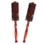Boar Bristle Round Hair Brush Set – 2 Pieces (Straight & Spiral) Roller Brush with Wooden Handle and Nylon Pin for Detangling, Straightening, Curling and Volumizing