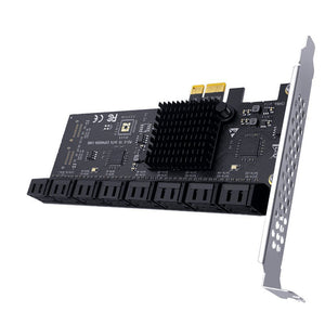 PCIE SATA III 16 Ports Controller Expansion Card, 6 Gbps SATA 3.0 PCIe 2.0 1X to SATA 3.0  Adapter, Suitable for All PCIE Slots (JMB575 + ASM1064)