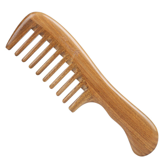 Breezelike Natural Sandalwood Hair Comb - No Static Handmade Wide Tooth Wooden Comb for Detangling