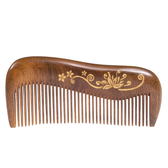 Breezelike Fine Tooth Wooden Hair Comb - No Static Natural Detangling Sandalwood Comb