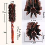 Boar Bristle Round Hair Brush Set – 2 Pieces (Straight & Spiral) Roller Brush with Wooden Handle and Nylon Pin for Detangling, Straightening, Curling and Volumizing
