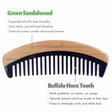 Breezelike Wide Tooth Wooden Detangling Hair Comb - No Static Sandalwood Buffalo Horn Comb