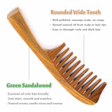 Breezelike Wide Tooth Sandalwood Hair Comb - 8" Big Size No Static Natural Wooden Detangling Comb