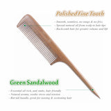 Breezelike Sandalwood Fine Tooth Hair Comb - No static Natural Aroma Wooden Tail Comb