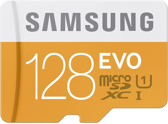 SAMSUNG 128GB 100MB/s Class 10 UHS-I MicroSDXC EVO Memory Card with Full-Size Adapter