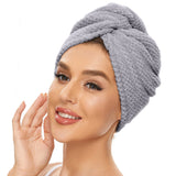 Drying Hair Towel Wrap - 2 Pack Thickened Fast Dry Hair Hat - Wrapped Bath Cap with Button - Soft Microfiber Hair Towels - Super Absorbent Bath Shower Hair Cap