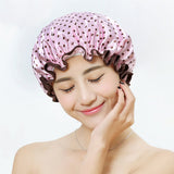 Pretty Polka Dot Double-layer Waterproof Bath Shower Caps for Ladies